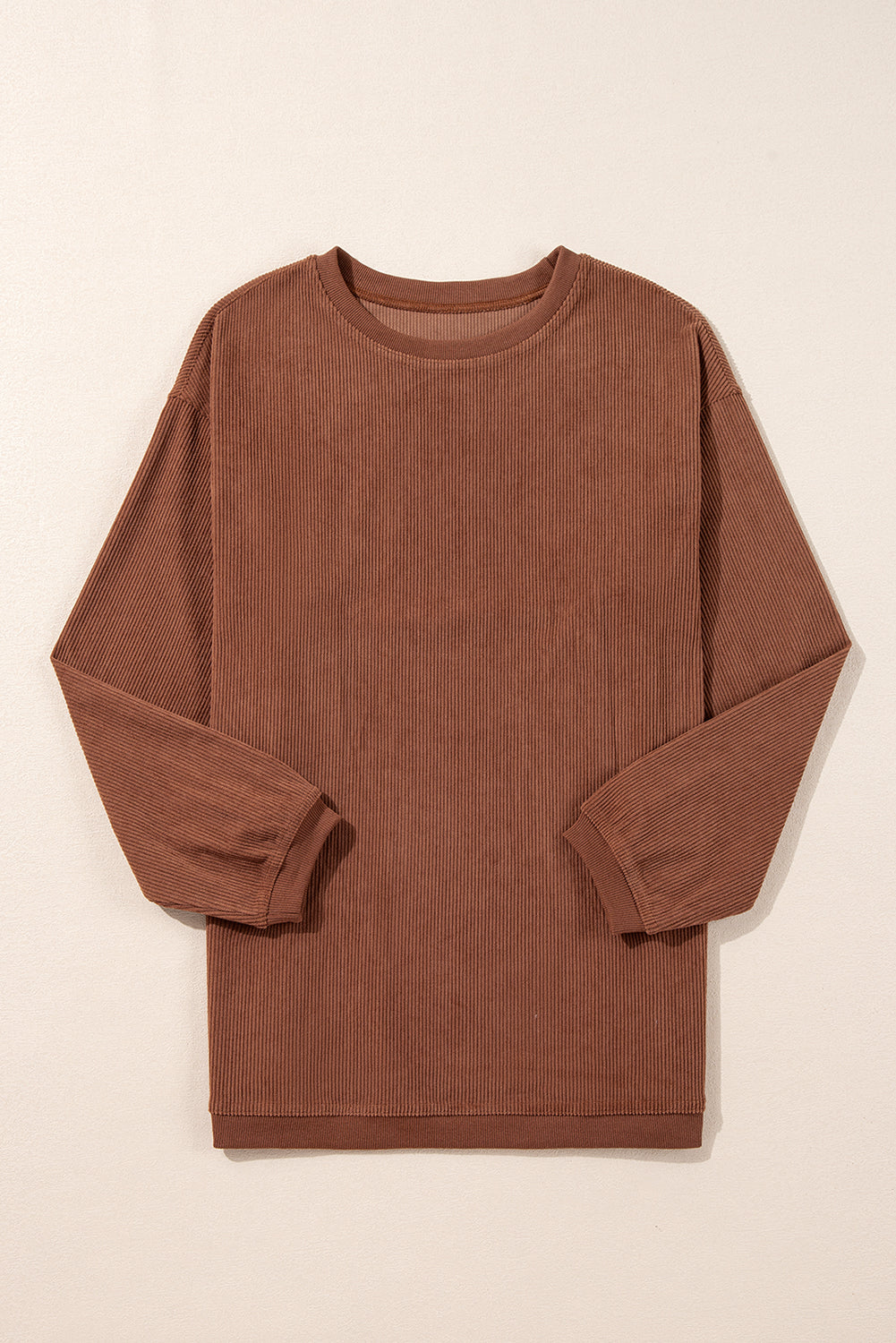 Light Grey Drop Shoulder Ribbed Oversized Sweatshirt