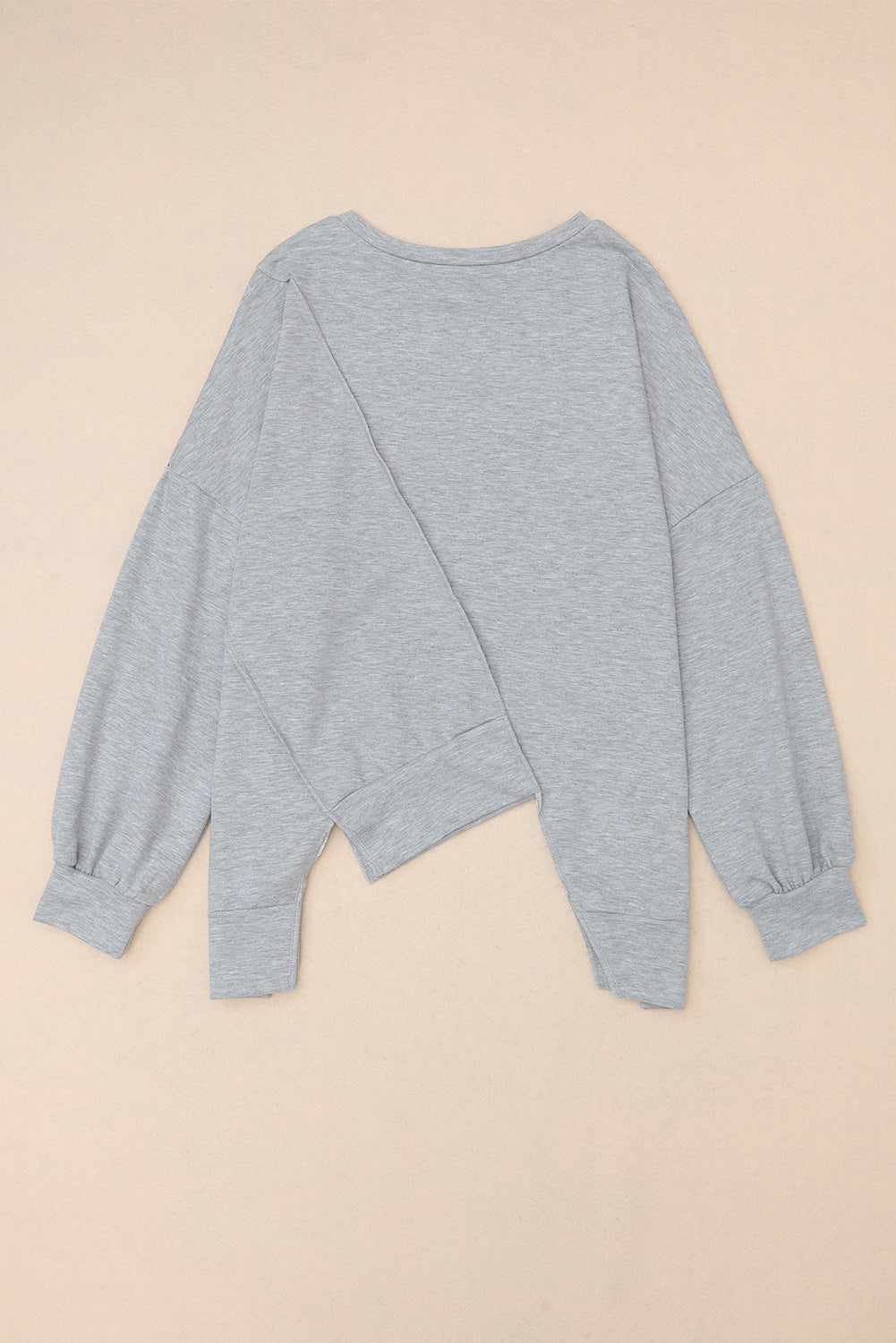 Pink Colorblock Stitching Irregular Hem Long Sleeve Top