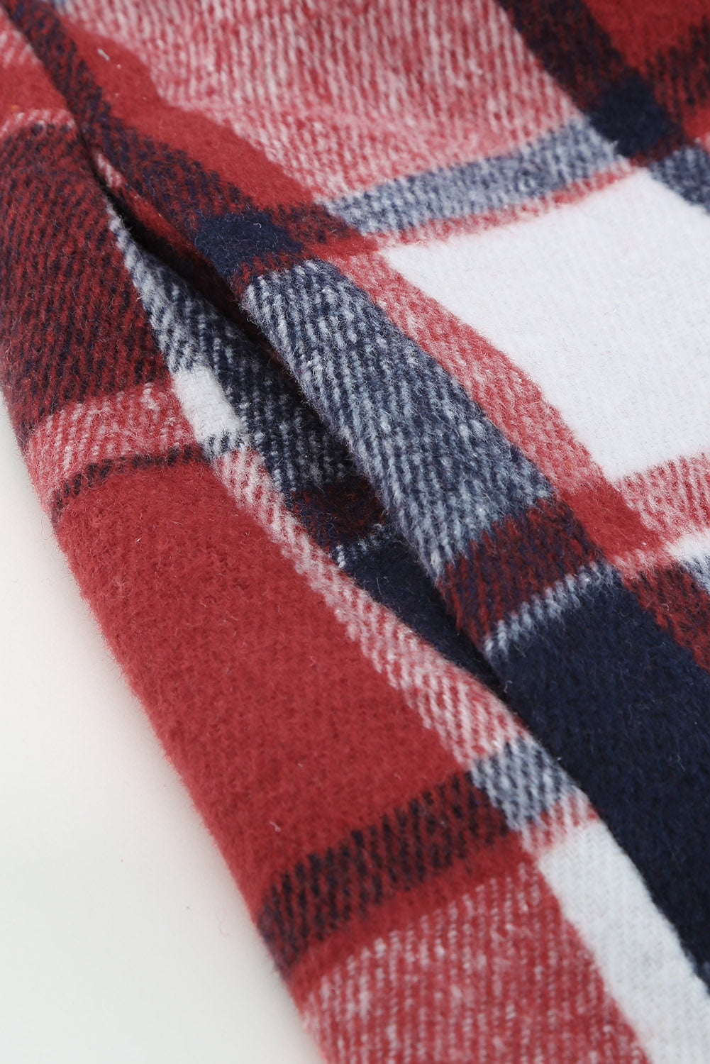 Red and Grey Button Up Flannel Plaid Shacket