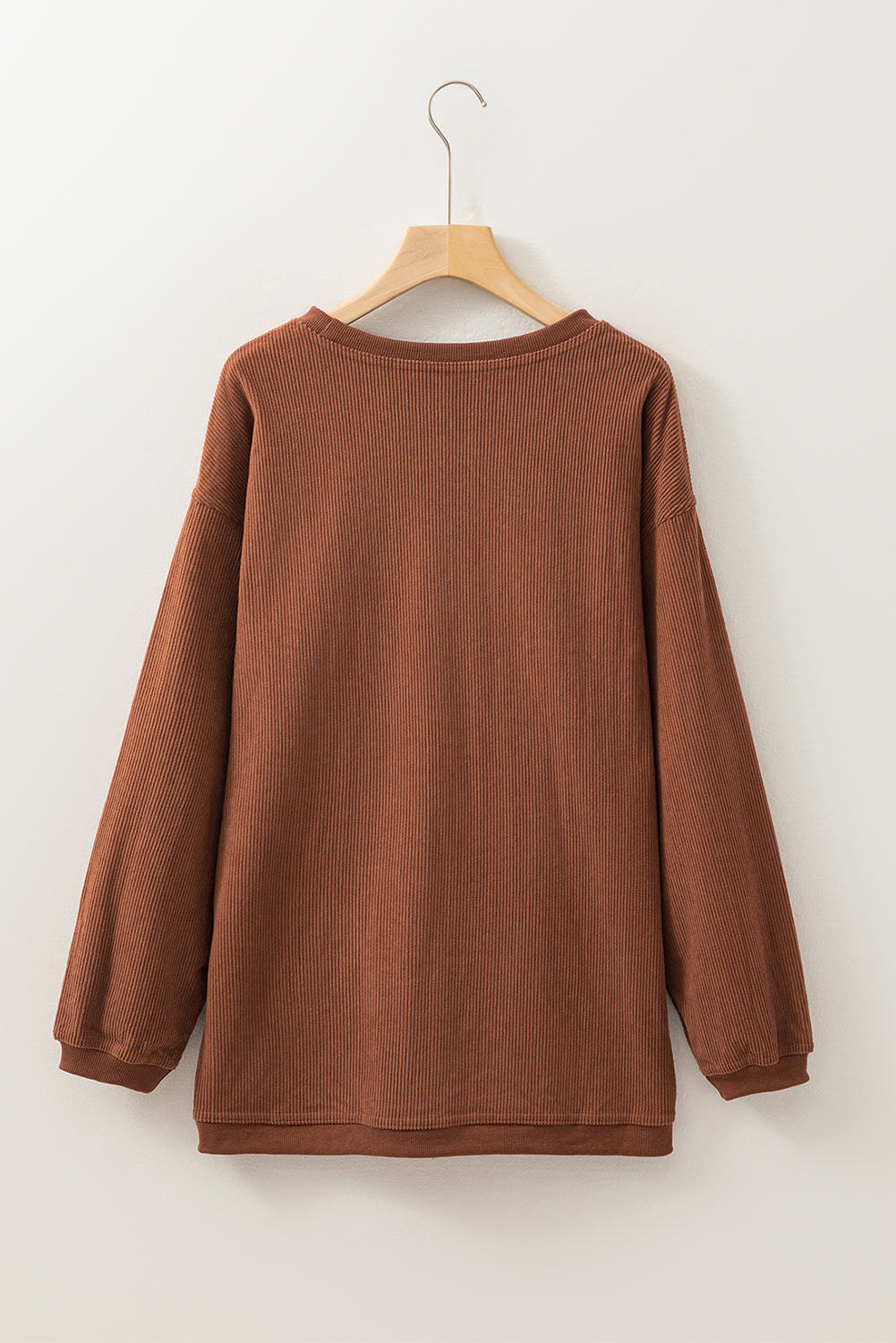 Light Grey Drop Shoulder Ribbed Oversized Sweatshirt