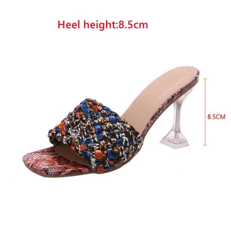 Snake Square Toe High-Heel Sandal