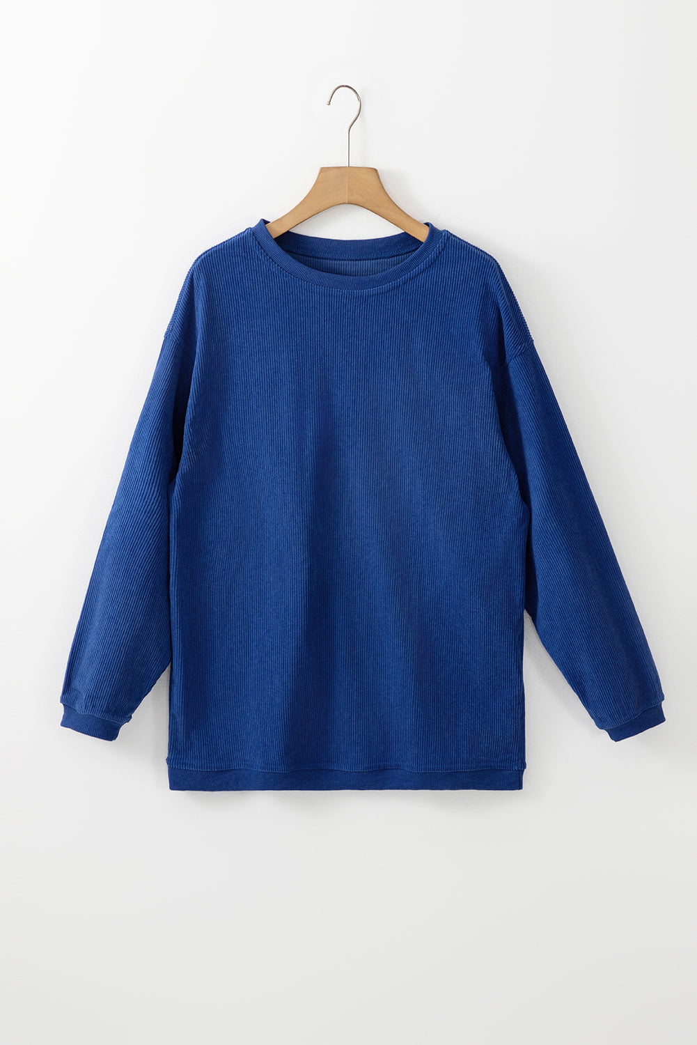 Light Grey Drop Shoulder Ribbed Oversized Sweatshirt