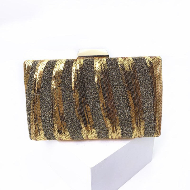 Striped Rhinestone Clutch