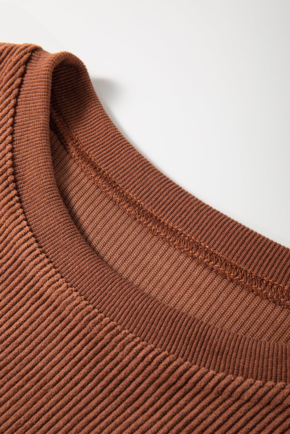 Light Grey Drop Shoulder Ribbed Oversized Sweatshirt