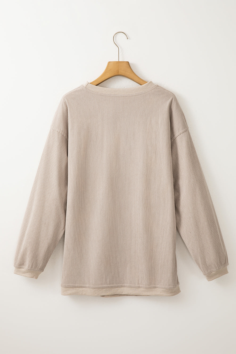 Light Grey Drop Shoulder Ribbed Oversized Sweatshirt
