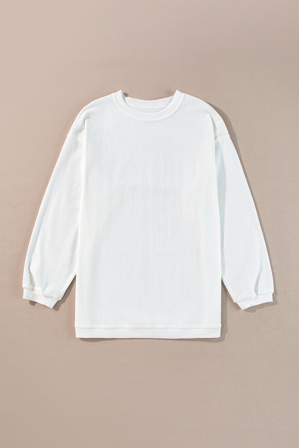 Light Grey Drop Shoulder Ribbed Oversized Sweatshirt