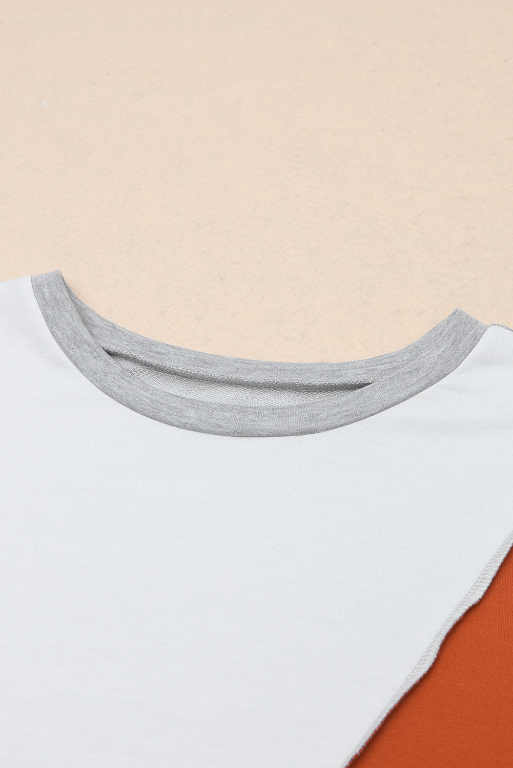 Pink Colorblock Stitching Irregular Hem Long Sleeve Top