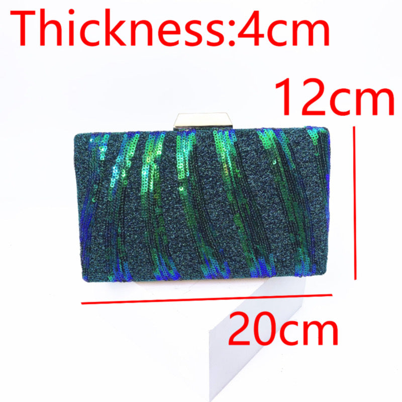 Striped Rhinestone Clutch