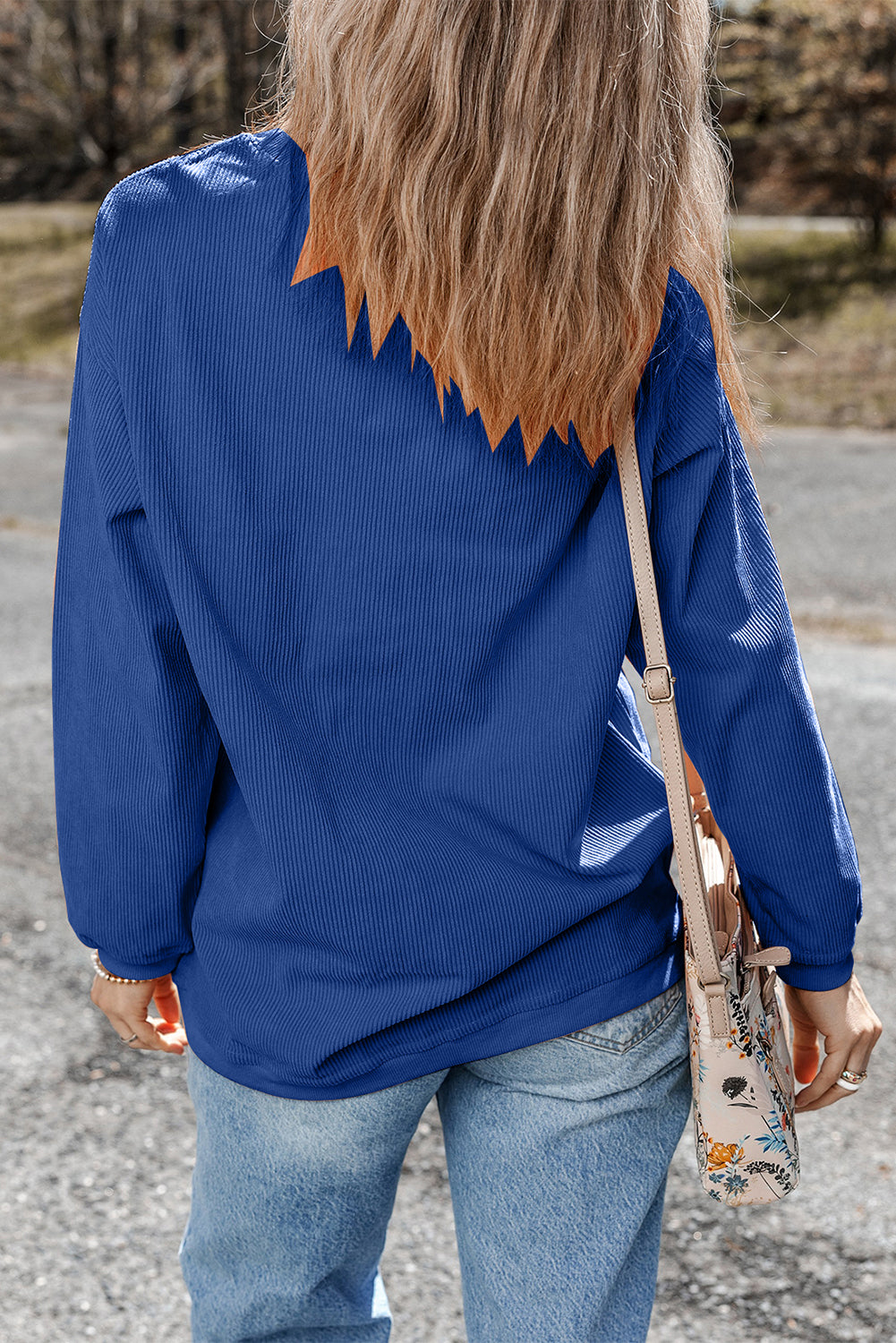 Light Grey Drop Shoulder Ribbed Oversized Sweatshirt