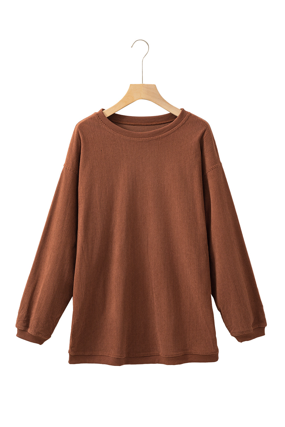 Light Grey Drop Shoulder Ribbed Oversized Sweatshirt