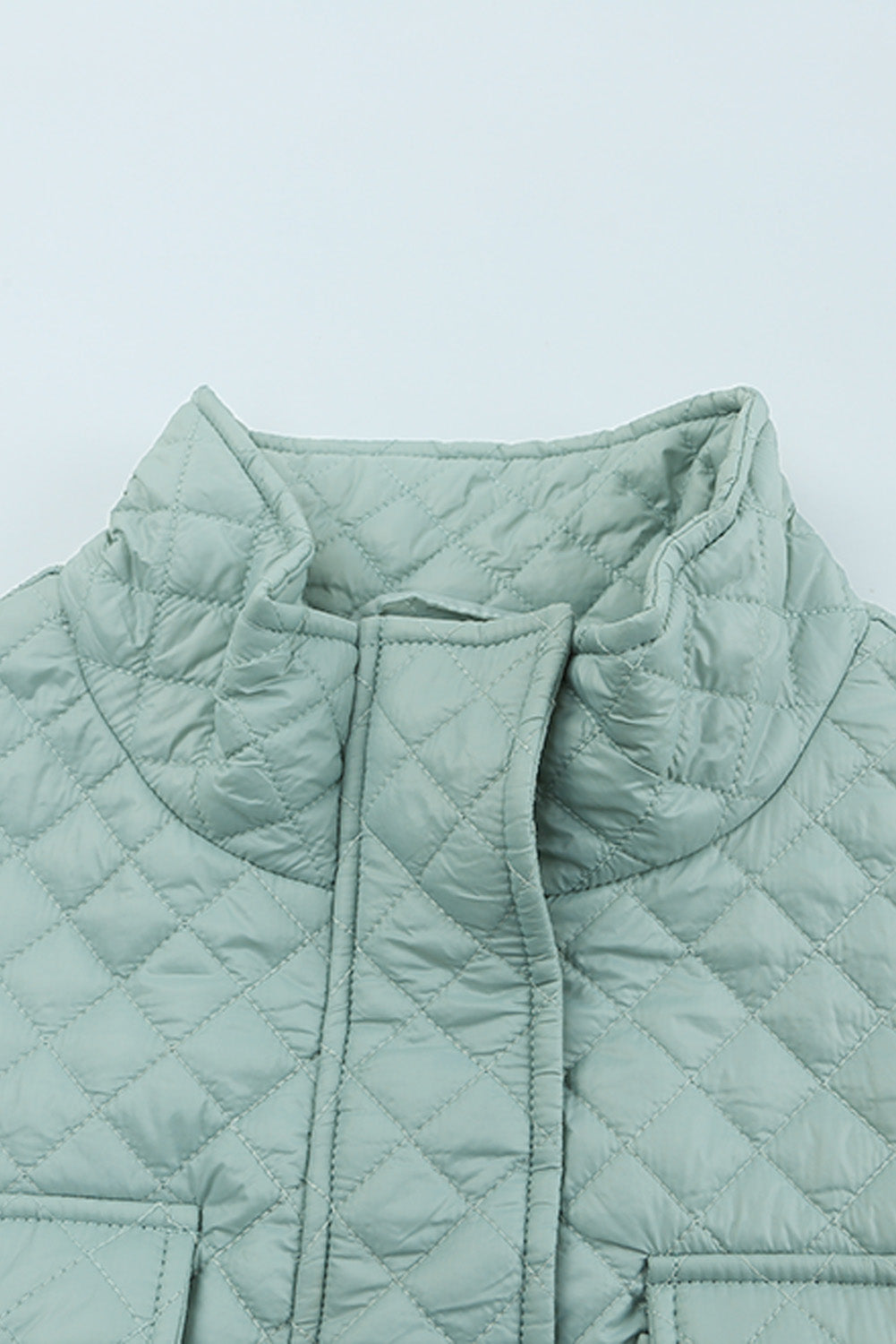 Gray Quilted Pocketed Zip Up Cropped Jacket