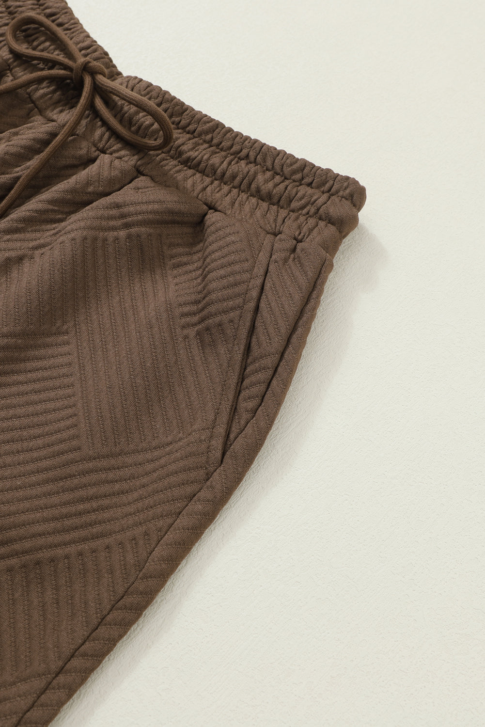 Gray Textured Loose Fit T Shirt & Drawstring Pants Set