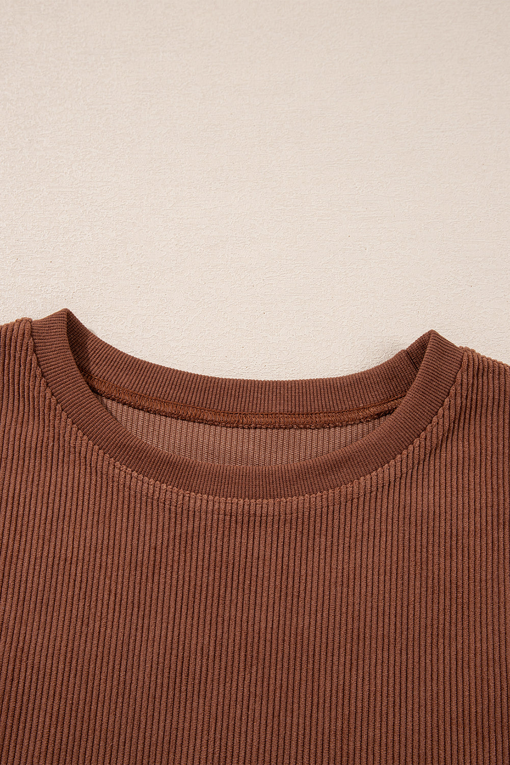 Light Grey Drop Shoulder Ribbed Oversized Sweatshirt
