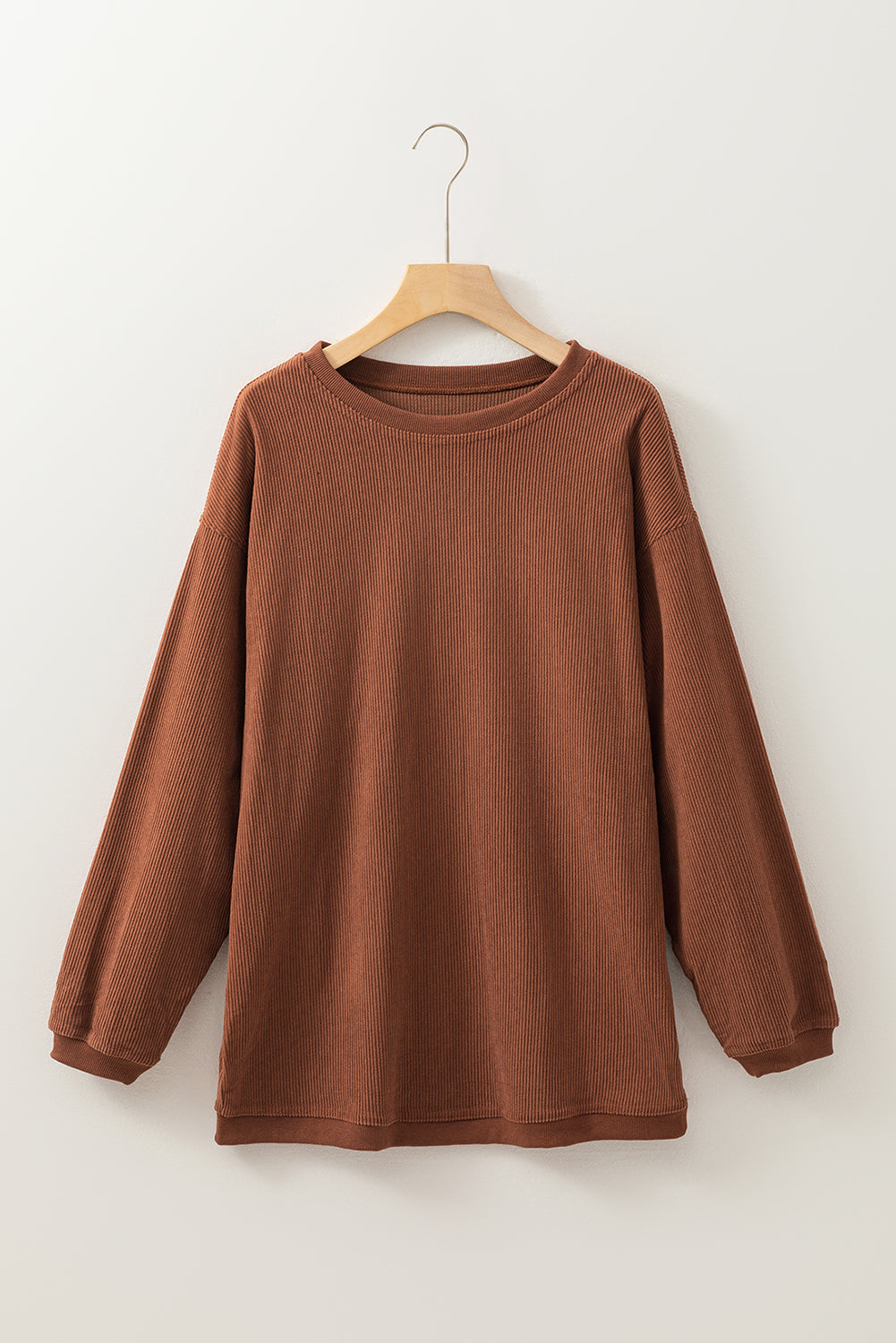 Light Grey Drop Shoulder Ribbed Oversized Sweatshirt