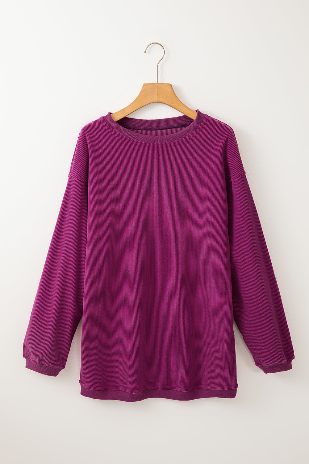 Light Grey Drop Shoulder Ribbed Oversized Sweatshirt