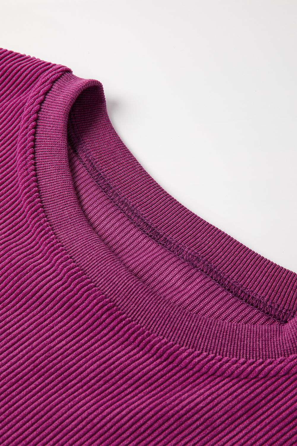 Light Grey Drop Shoulder Ribbed Oversized Sweatshirt