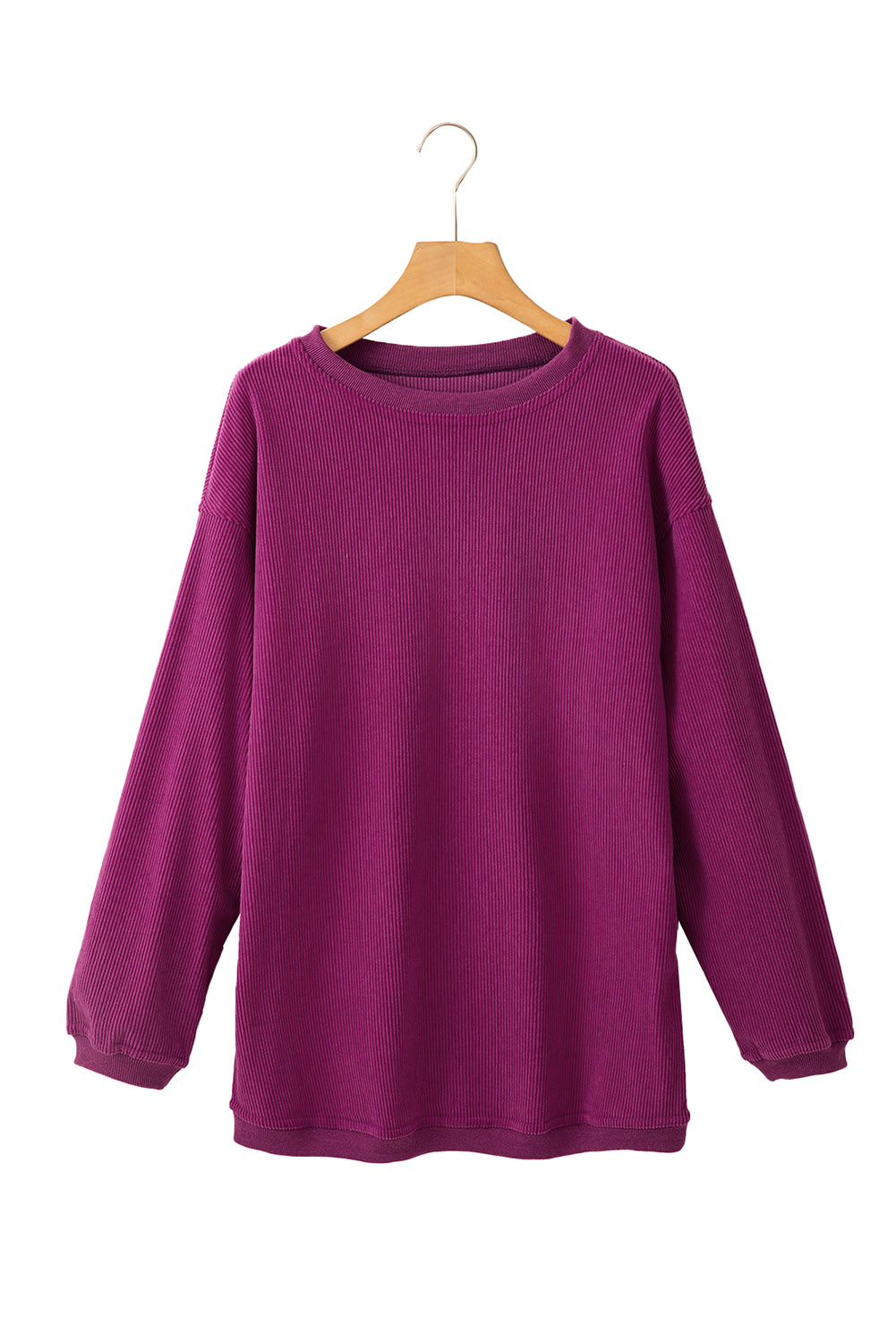 Light Grey Drop Shoulder Ribbed Oversized Sweatshirt