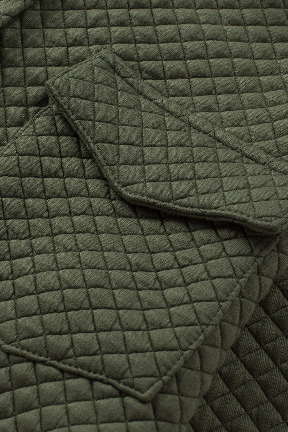 Gray Lattice Texture Retro Flap Pocket Button Quilted Shacket