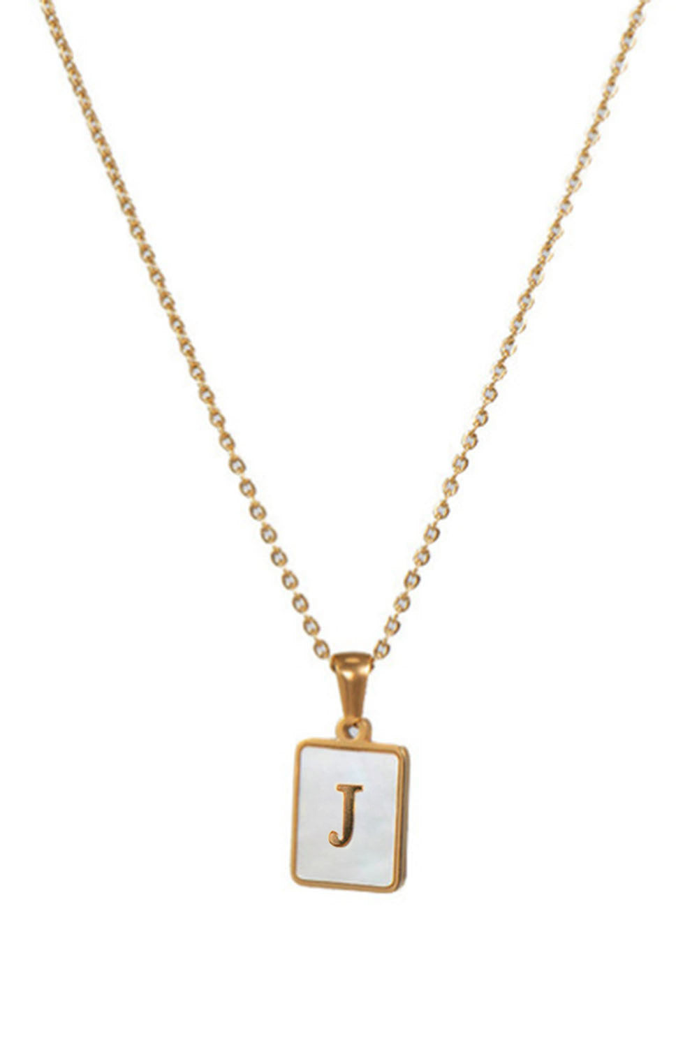 White Gold Singel J Letter Pendant Necklace