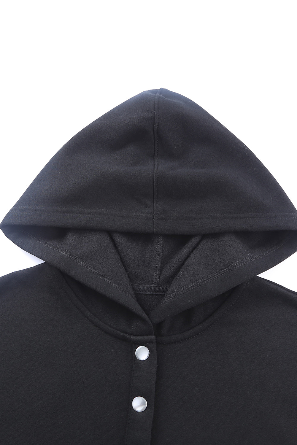 Dark Blue Snap Button Batwing Sleeve Pocket Henley Hoodie