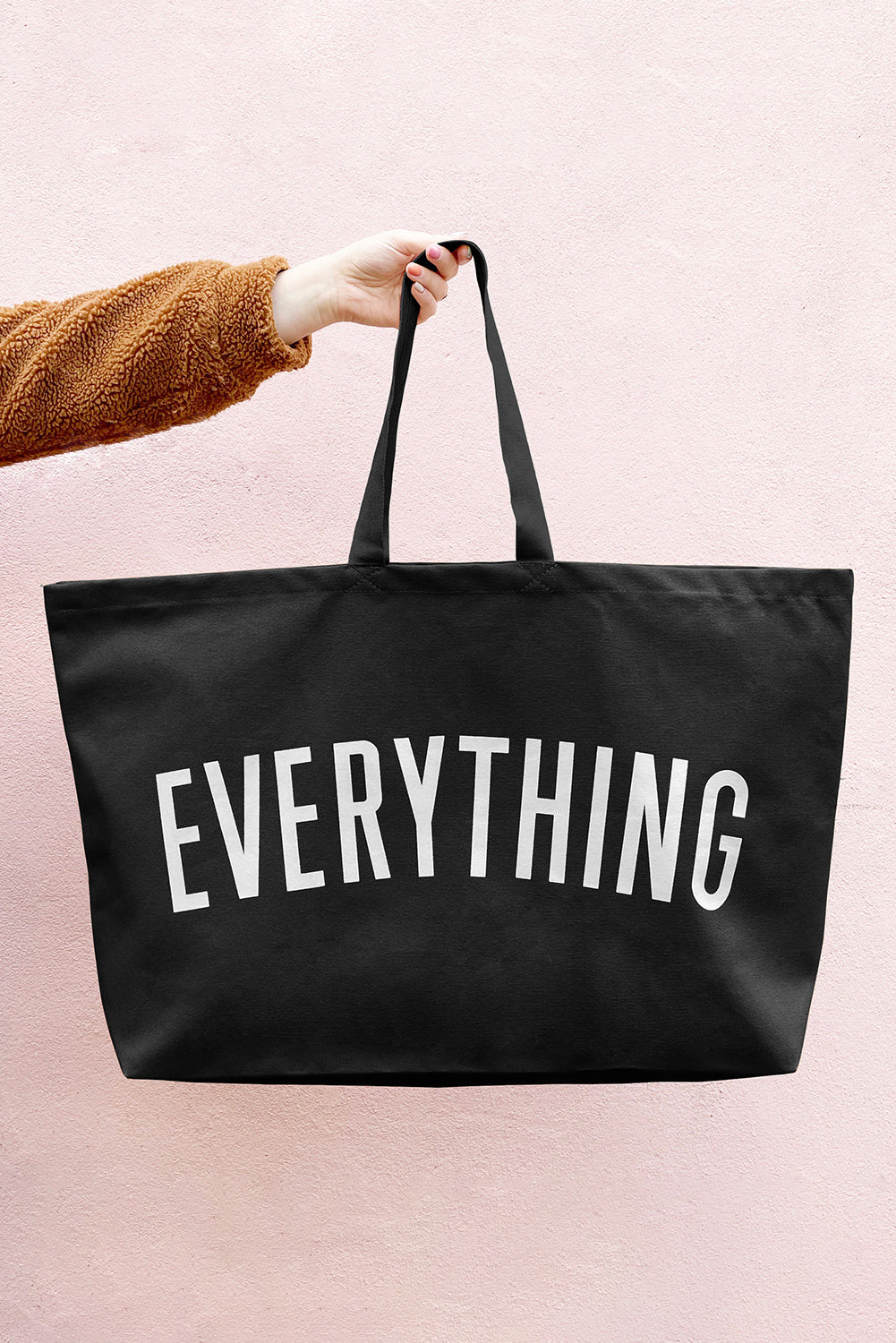 White 73x17x44cm EVERYTHING Letter Print Large Canvas Tote Bag