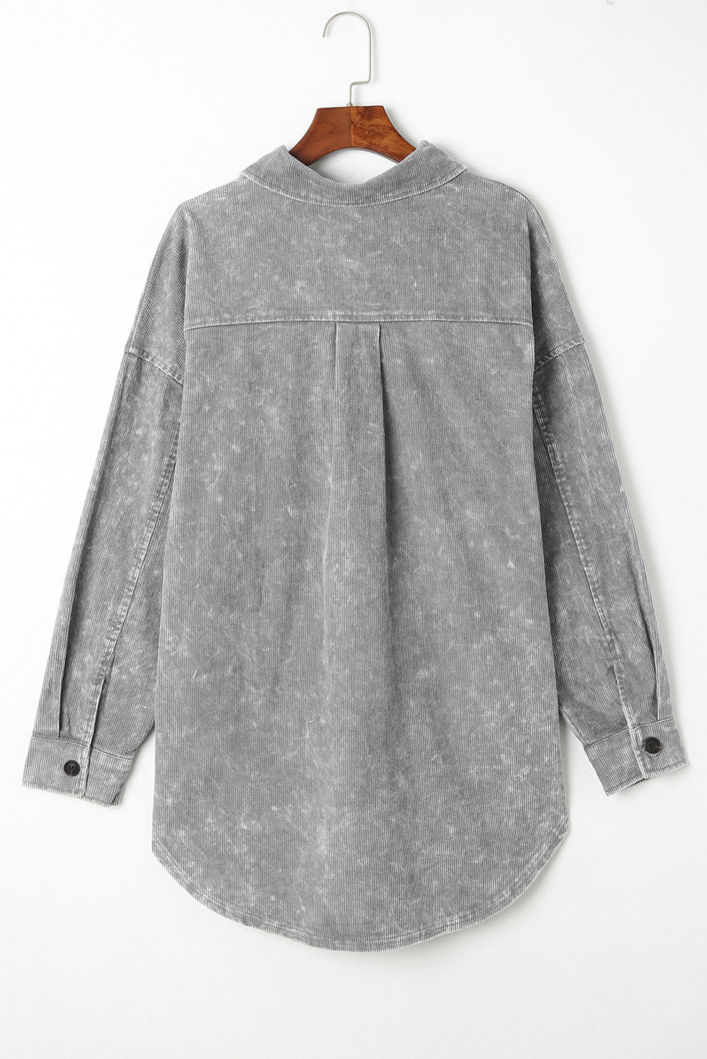 Gray Vintage Distressed Mineral Wash Oversized Shacket