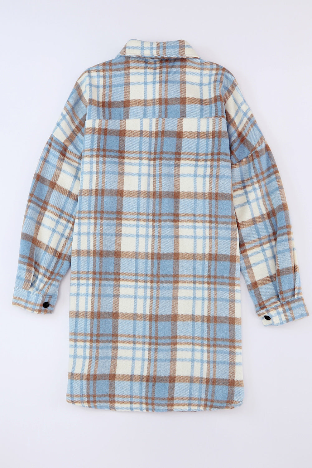 Red Plaid Flap Pocket Long Sleeve Oversized Shacket