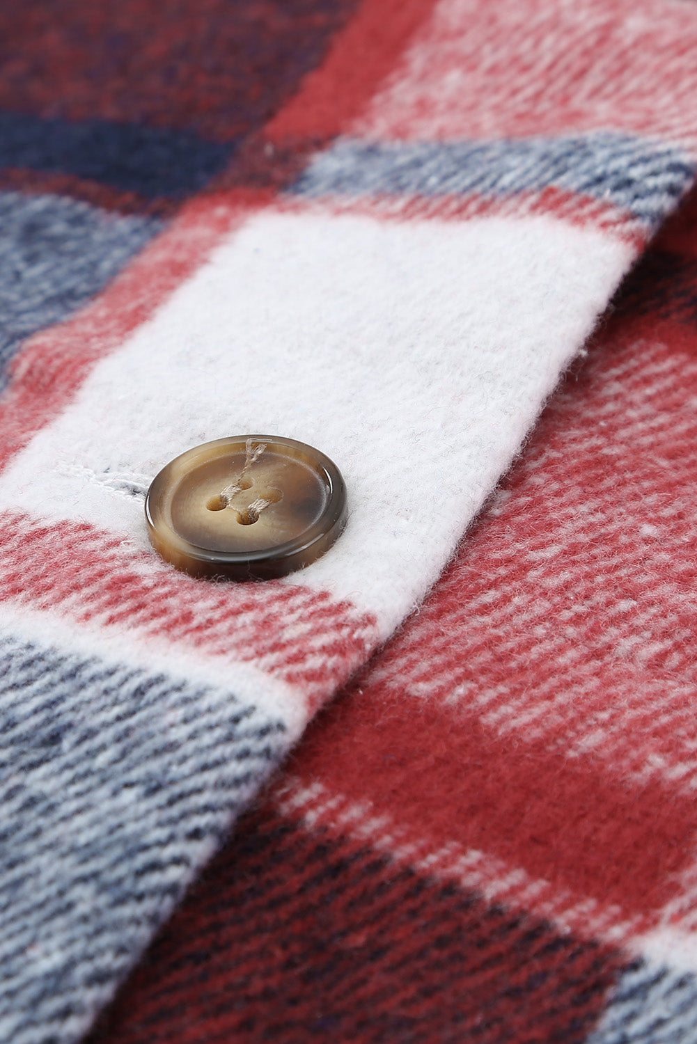 Red and Grey Button Up Flannel Plaid Shacket