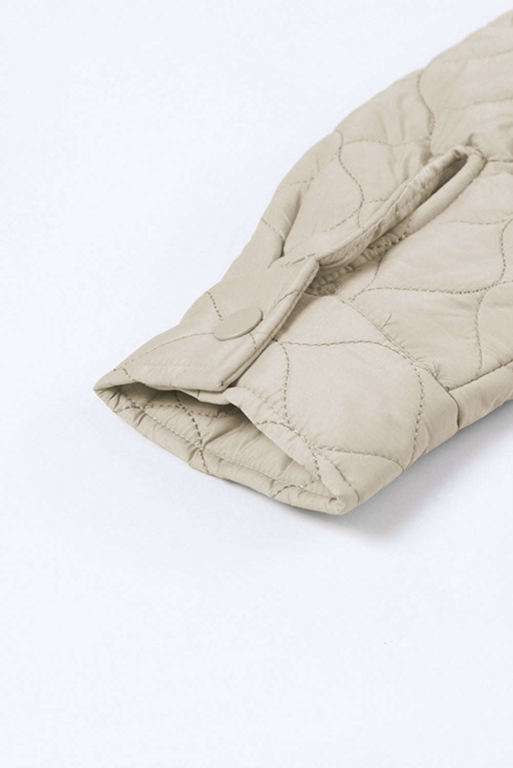 Beige Big Pockets Quilted Button Down Puffer Coat