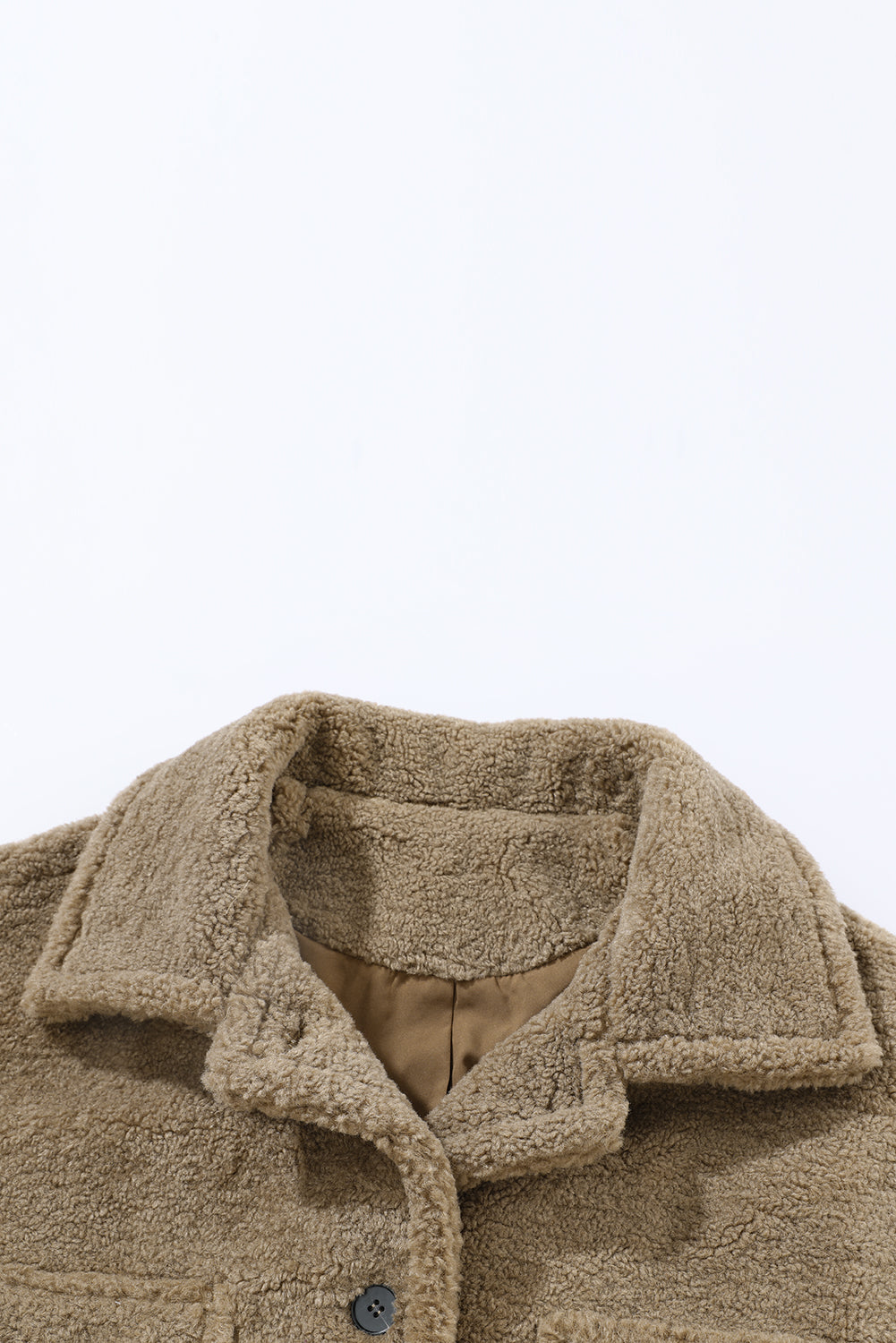 Camel Sherpa Turn Down Collar Flap Pocket Jacket