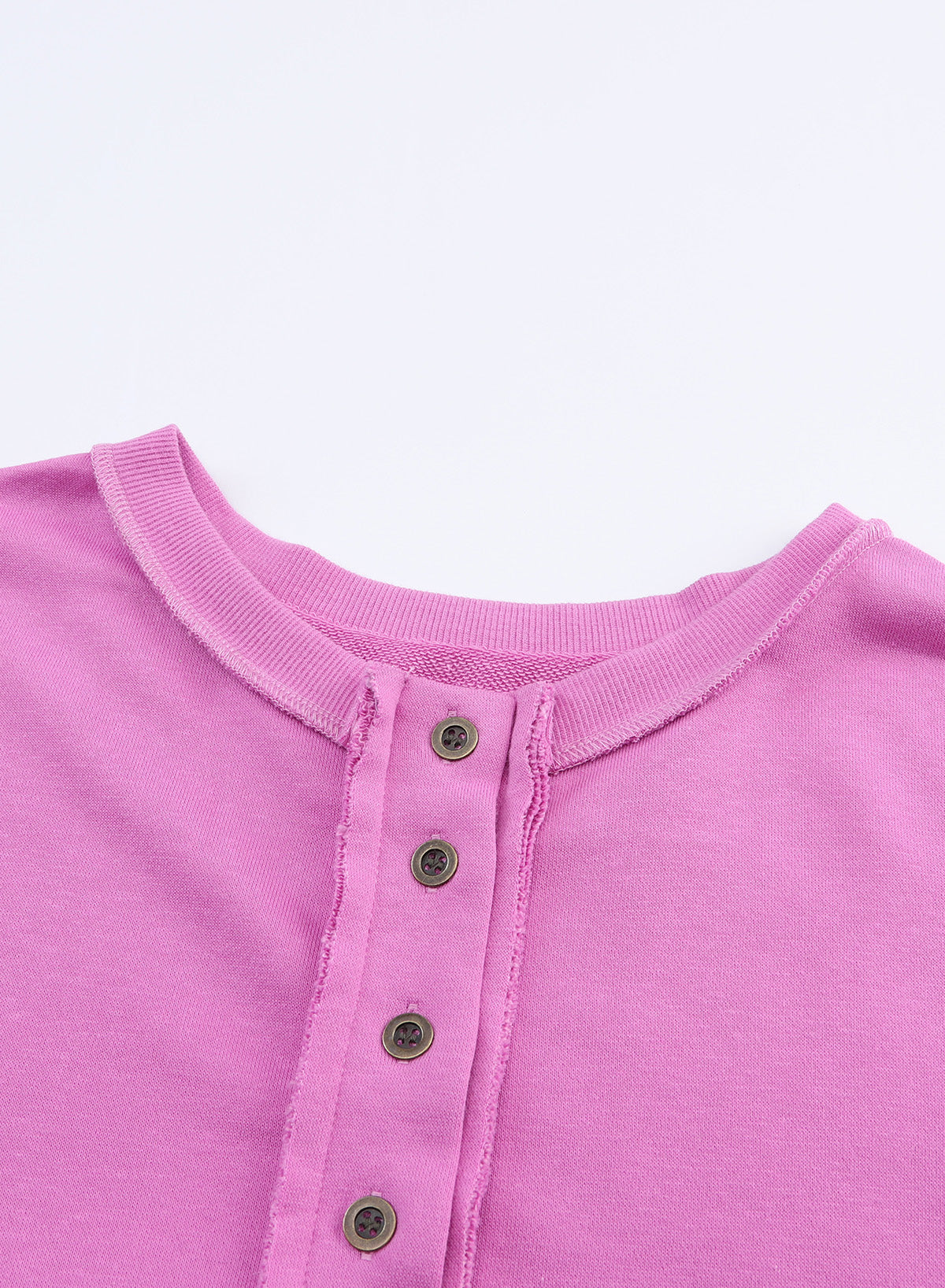 Green Patchwork Exposed Seam Oversized Henley Sweatshirt