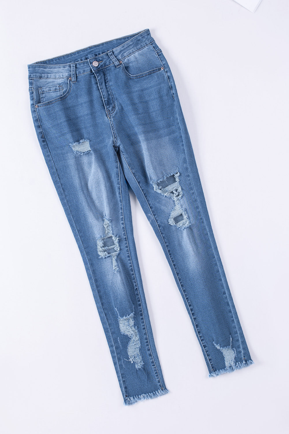 Light Blue High Waist Distressed Skinny Jeans