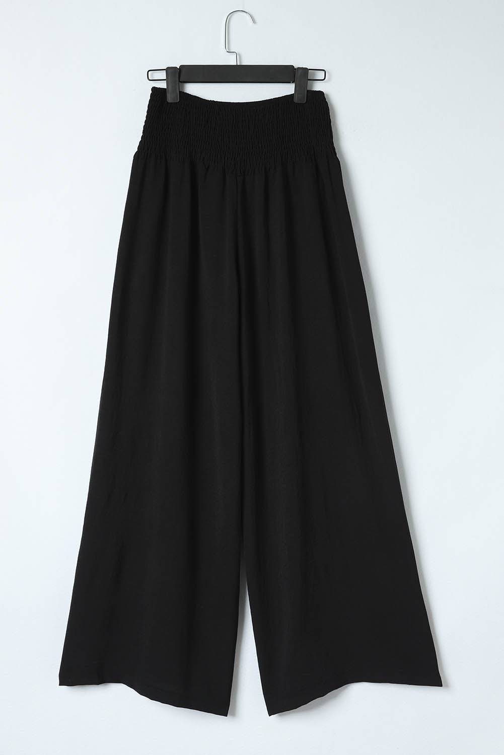 Black Smocked Pockets High Waisted Beach Pants