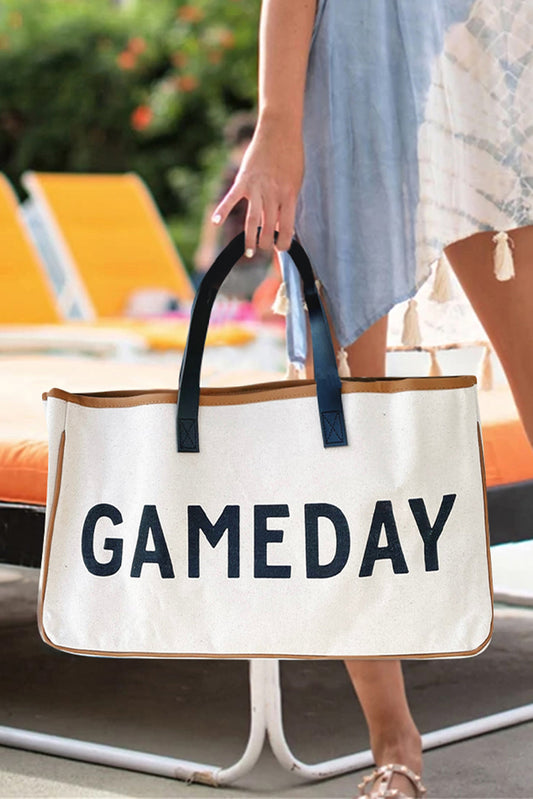 White Game Day Large Canvas Tote Bag