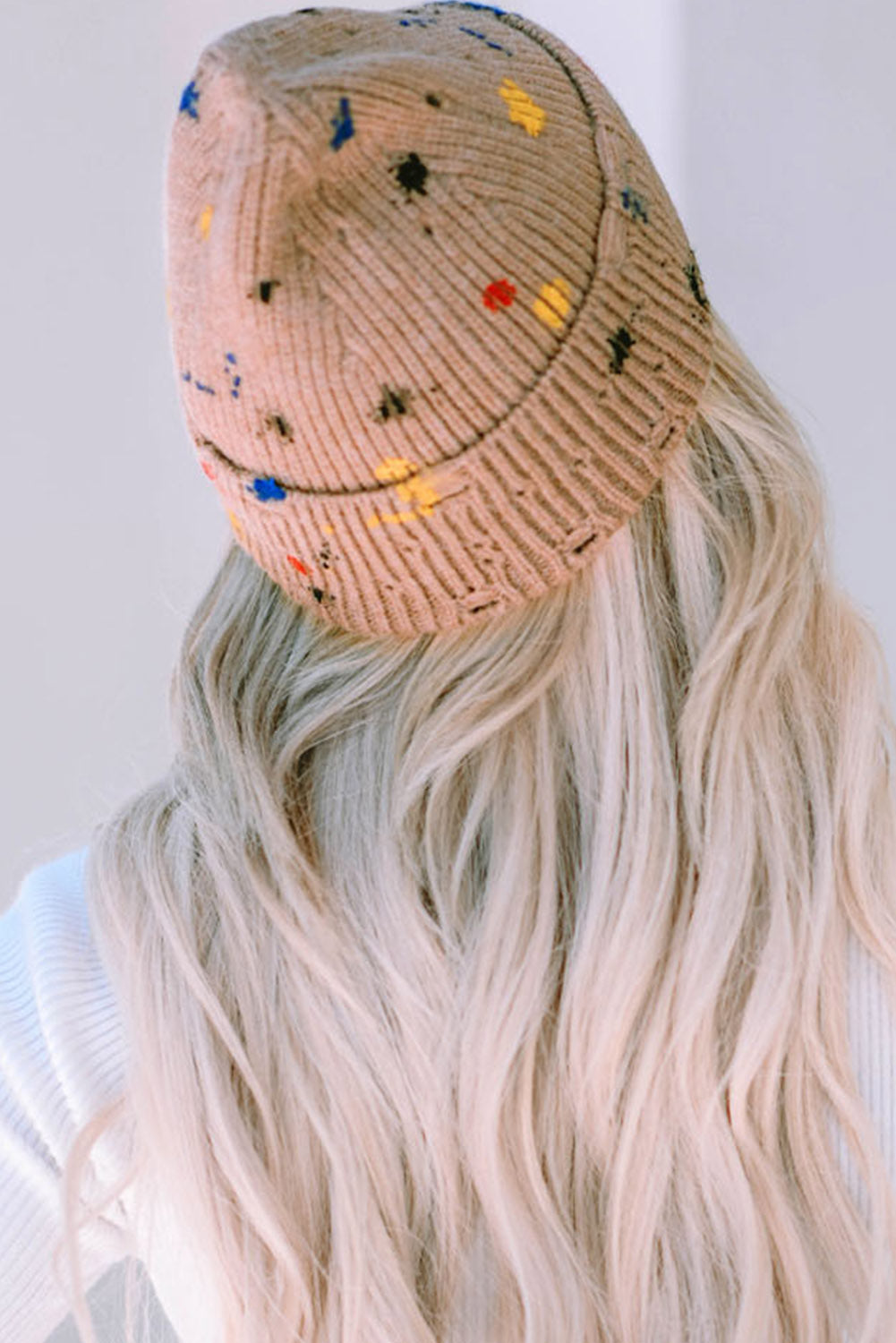 Apricot Splashed Detail Knitted Beanie