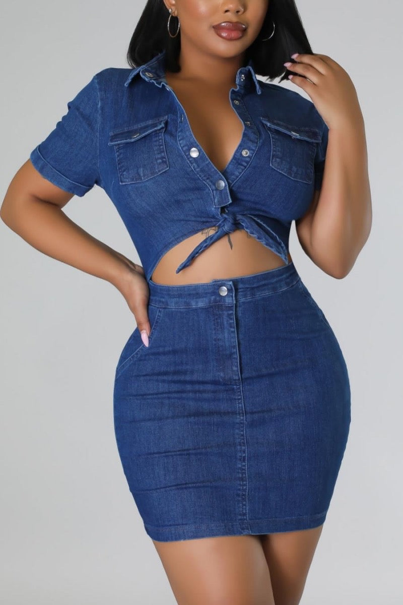 Hollow Mini Denim Dress