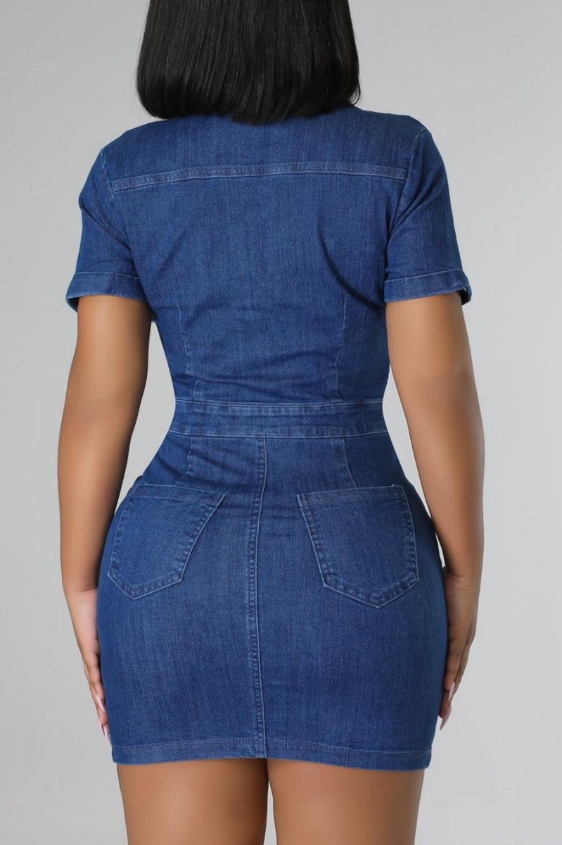 Hollow Mini Denim Dress