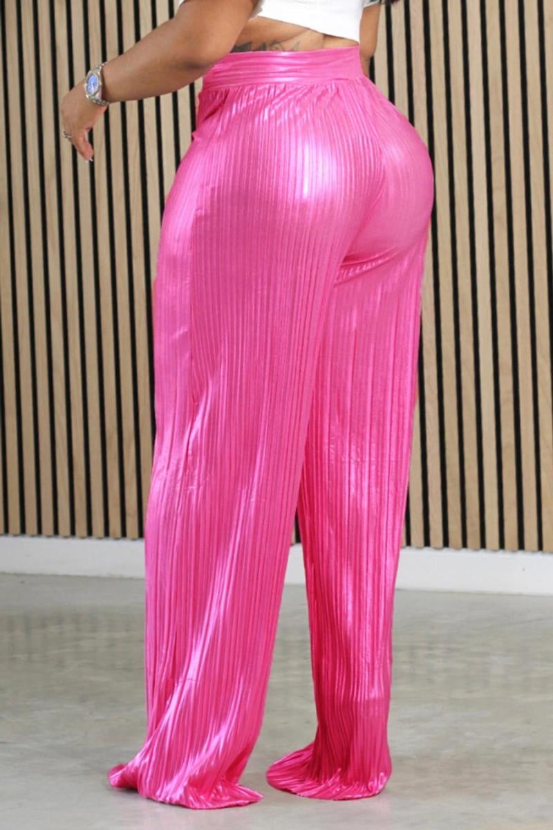 Slick pleated floor length pants