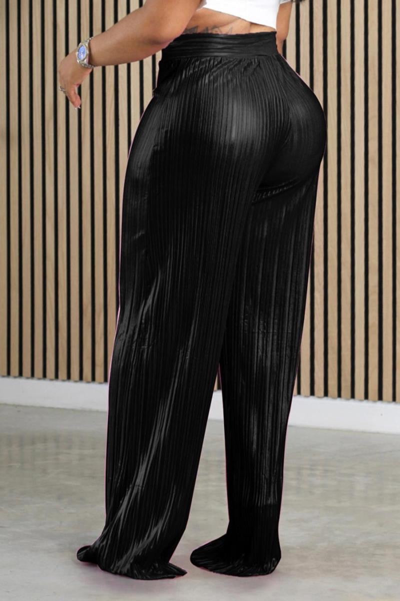 Slick pleated floor length pants