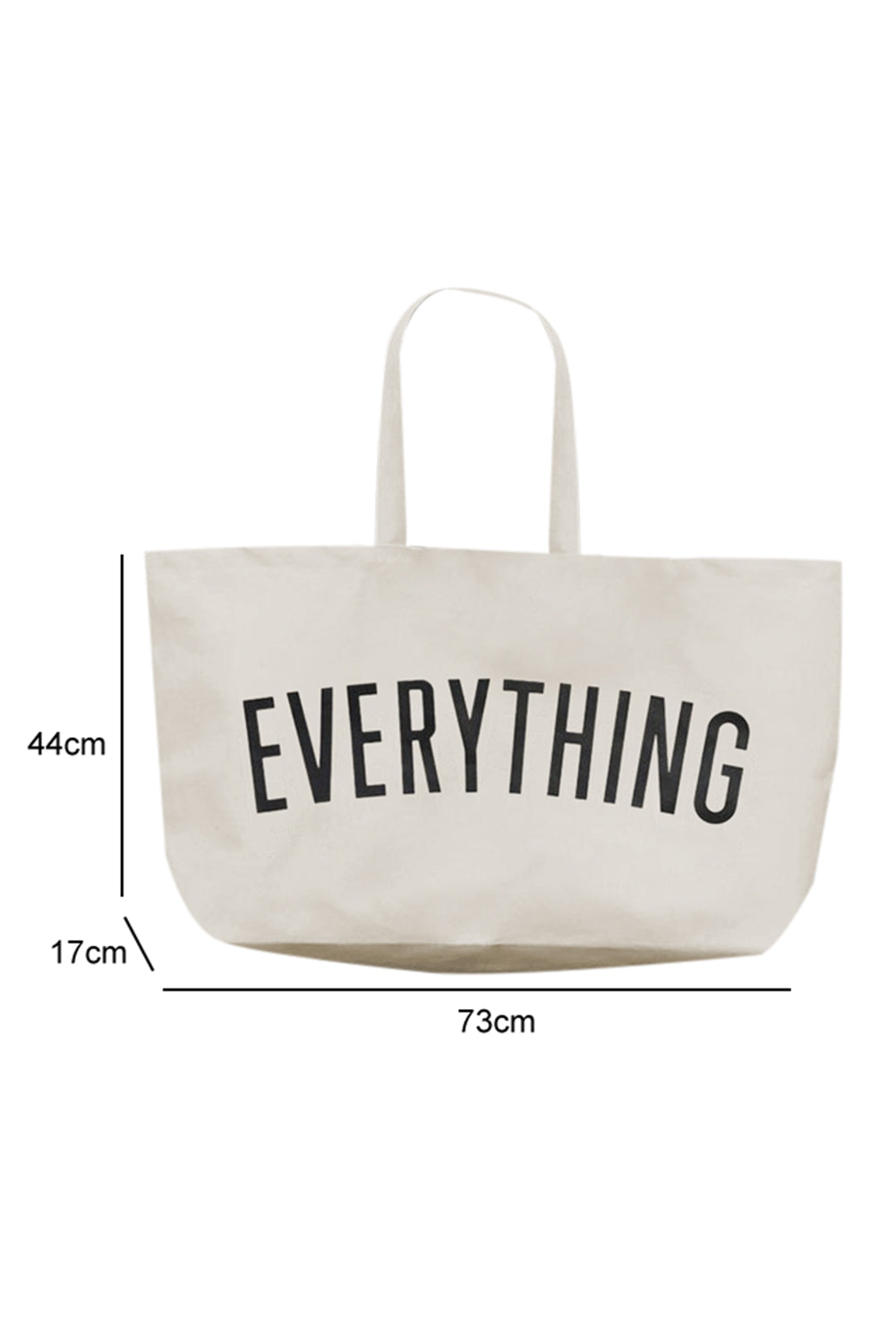 White 73x17x44cm EVERYTHING Letter Print Large Canvas Tote Bag