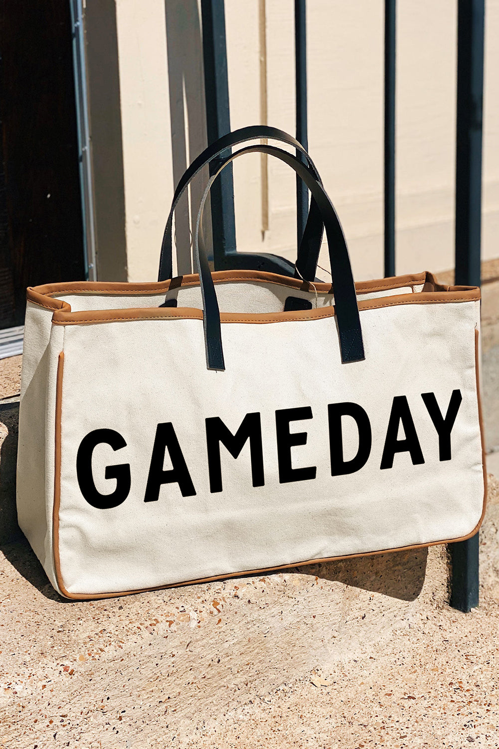 White Game Day Large Canvas Tote Bag