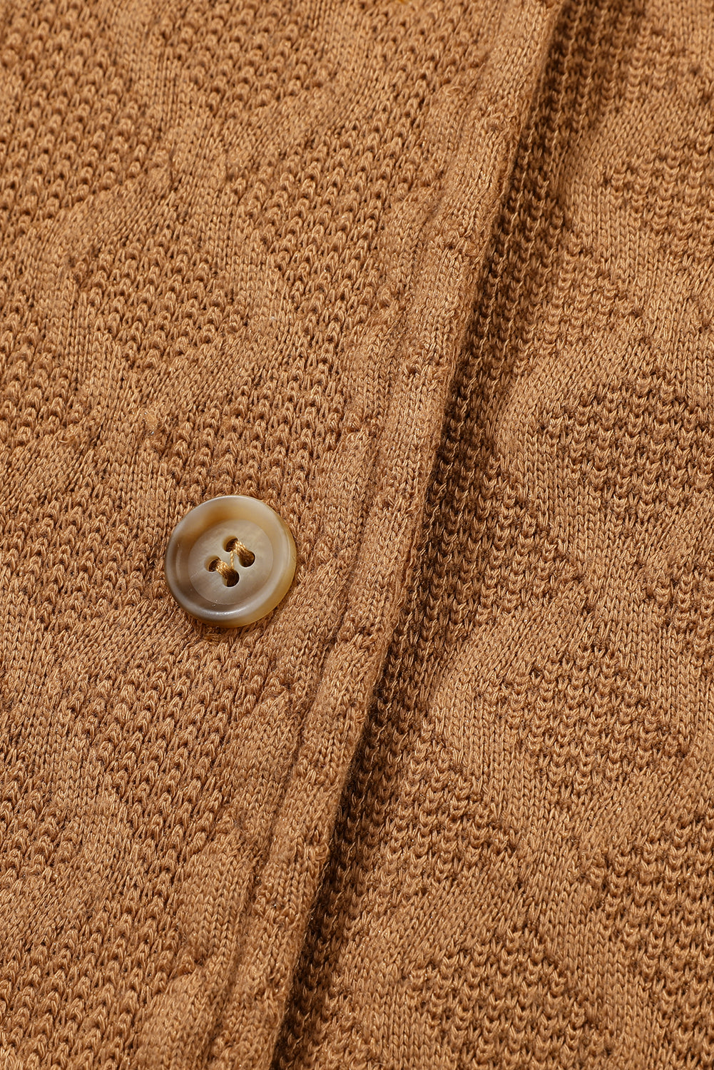 Camel Textured Knit Flap Pocket Shacket