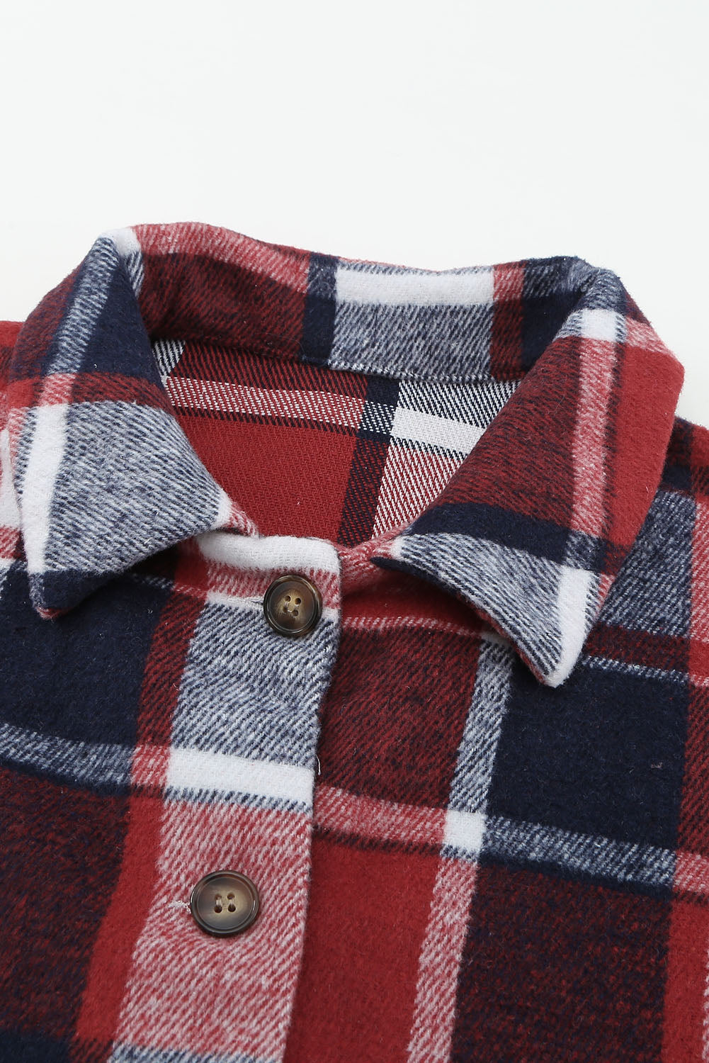 Red and Grey Button Up Flannel Plaid Shacket