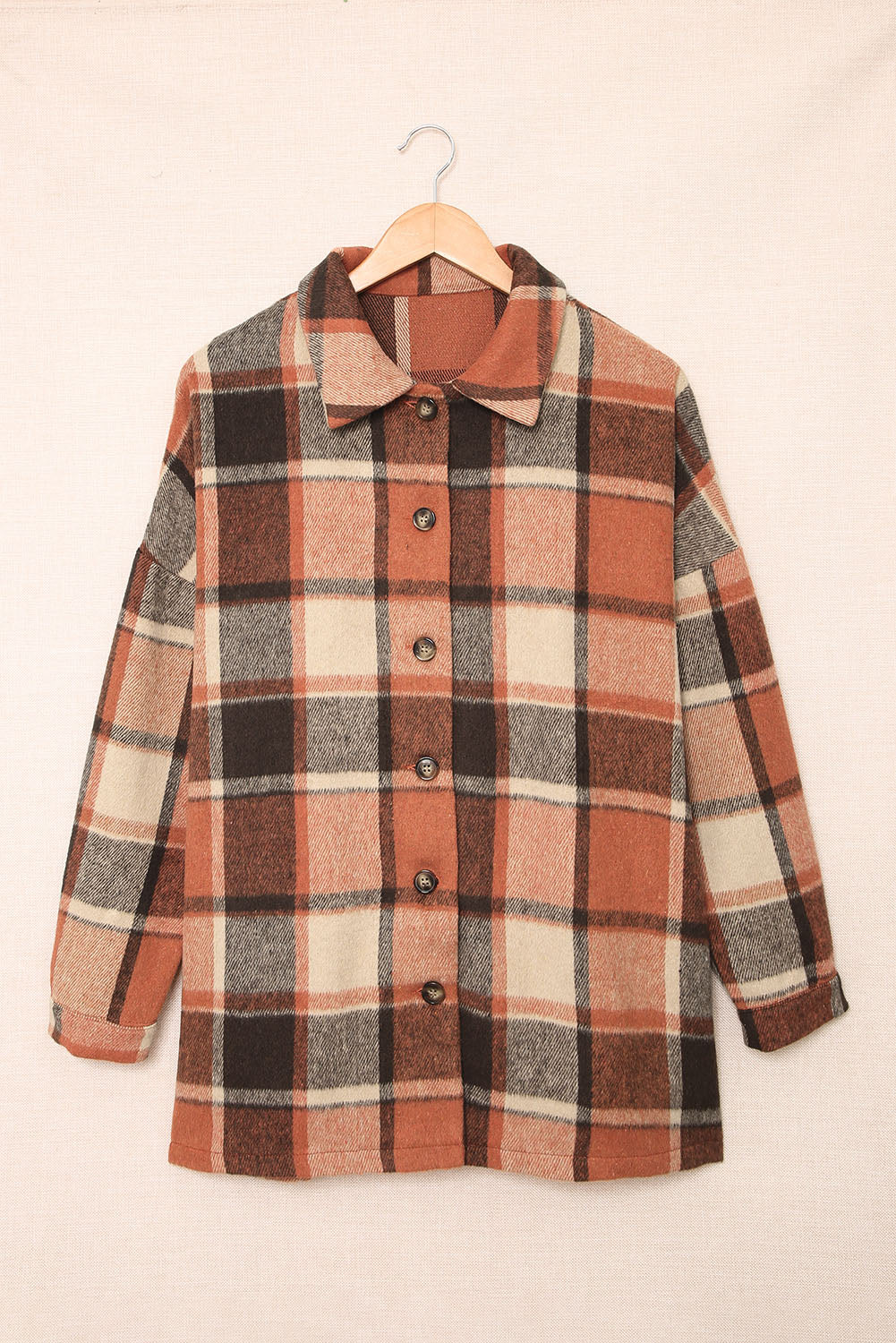 Red and Grey Button Up Flannel Plaid Shacket