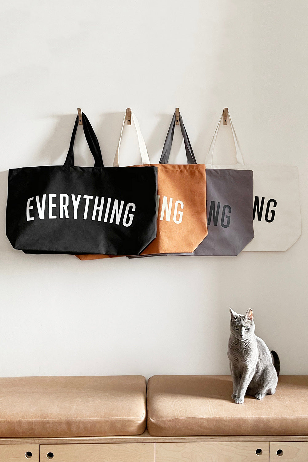 White 73x17x44cm EVERYTHING Letter Print Large Canvas Tote Bag