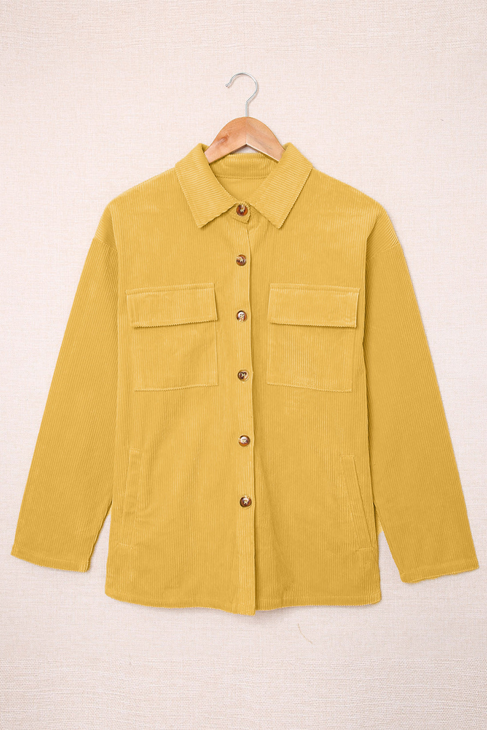 Plum Button Up Patch Pocket Corduroy Shacket