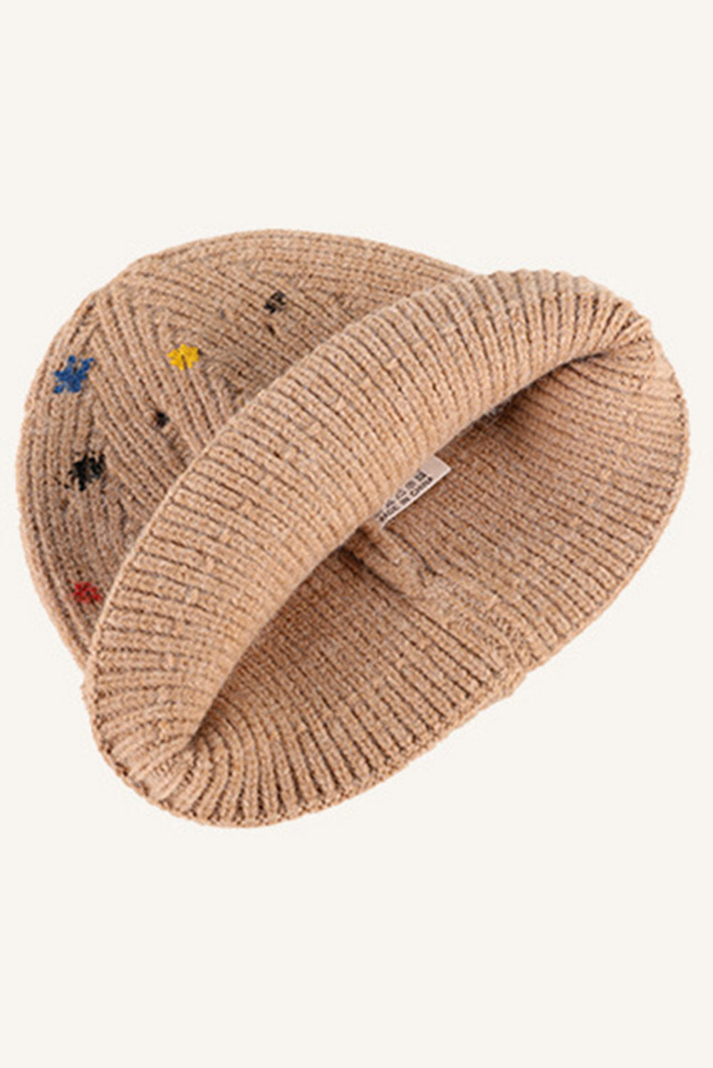 Apricot Splashed Detail Knitted Beanie