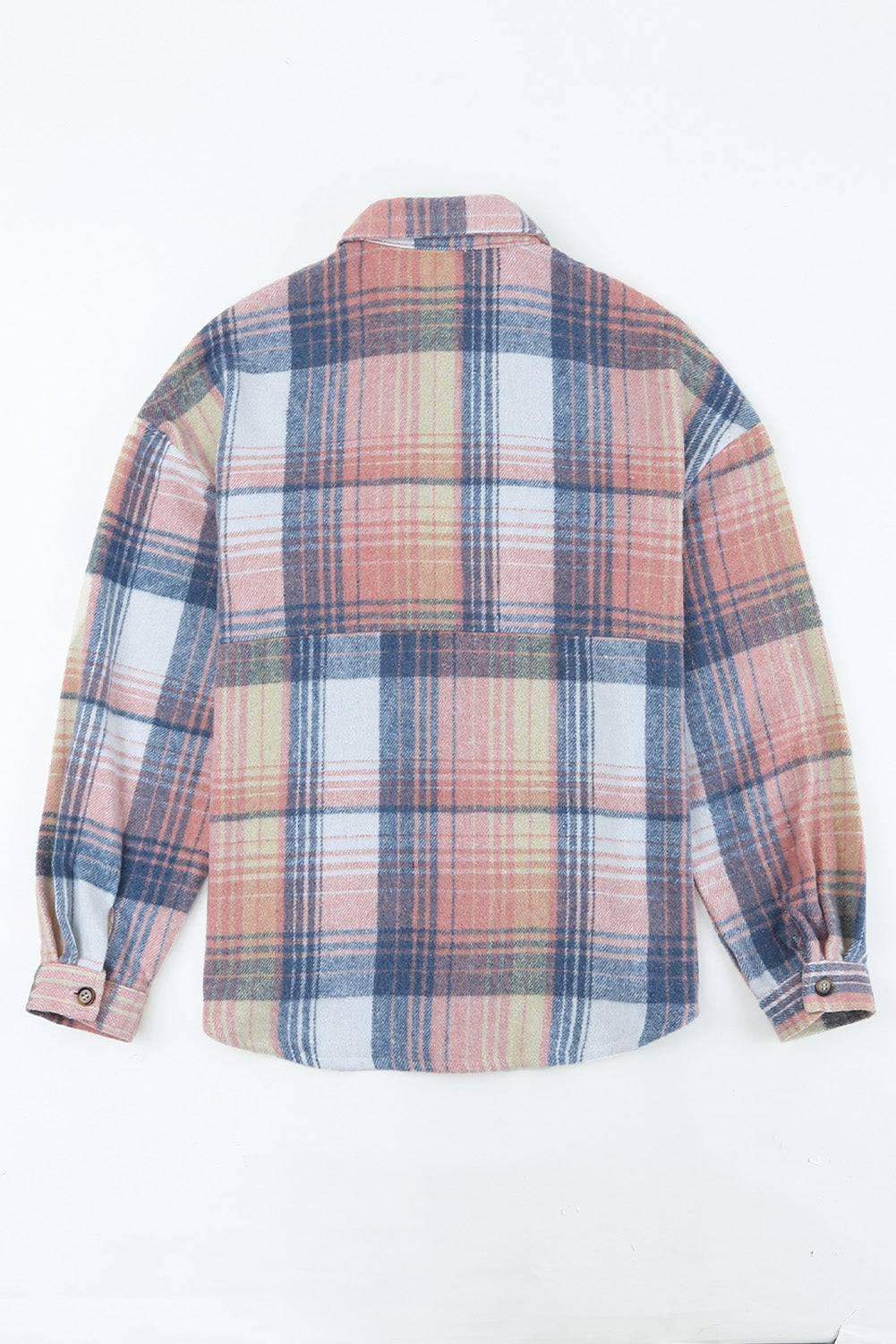 Grey Plaid Button Up Collared Flannel Shacket