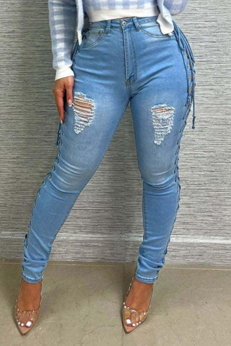 Lace Them Up Denim Jeans