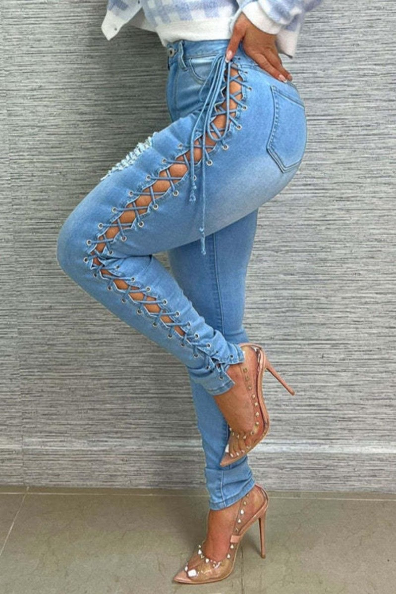 Lace Them Up Denim Jeans